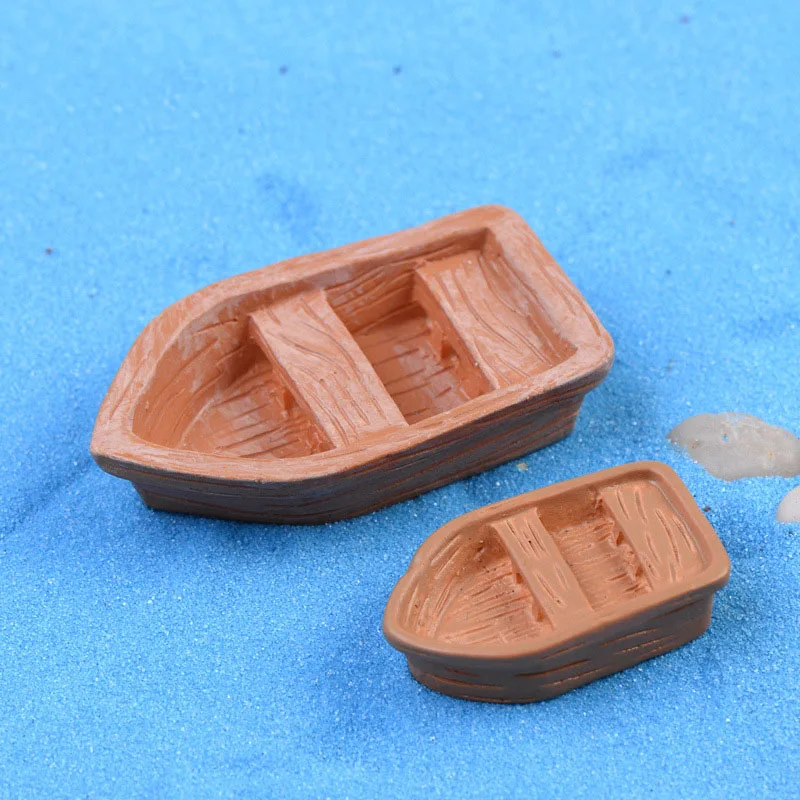 Cute Mini Boat Animal Figurines Miniature Garden Resin DIY Ornament Gnomes Moss Micro Landscape Cake Keys Plastic Crafts Decor