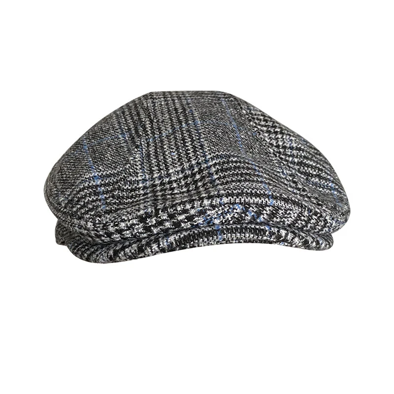 Autumn Unisex Casual Hats Men\'s Retro Berets Women Gray Plaid Newsboy Hat Duckbill Ivy Flat Cap Cotton Visors Flat Caps NM19