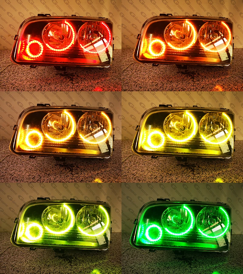 For Dodge Charger 2006 2007 2008 2009 2010 BT App RF Remote Control Multi-Color Ultra Bright RGB LED Angel Eyes Kit Halo Rings