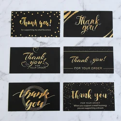 30/50PCS Black Gold Kraft Paper Cards Thank You For Your Order Card For Small Shop Gift Decoration Appreciate  Card For Business