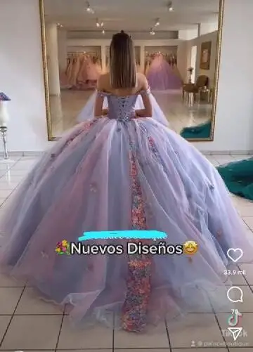 Vestido quinceanera de flores artesanais para meninas, fora do ombro, céu azul claro, festa de formatura, 2020