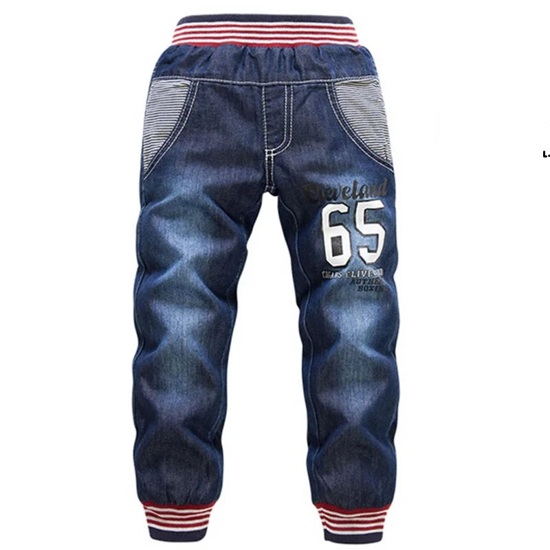 2021 New Warm Pants Kids Cartoon Pant Fashion Boy Girl Jeans Winter Thickening Kids Denim Pants Baby Jean Infant Clothing 3-7Y