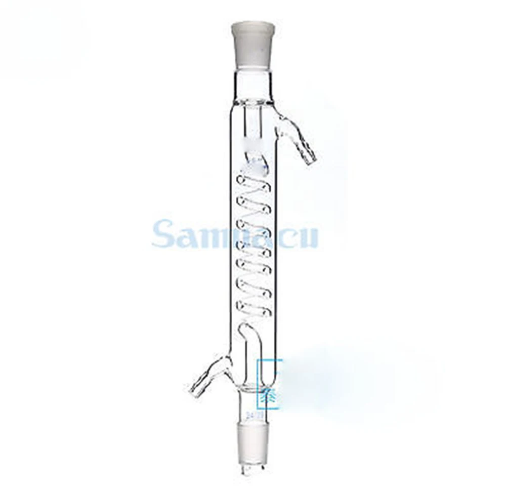 Effective Length 200/300/400mm Joint #19-#19 #24-#24  Graham Condenser Coil Glass Condenser Lab Serpentine Spiral