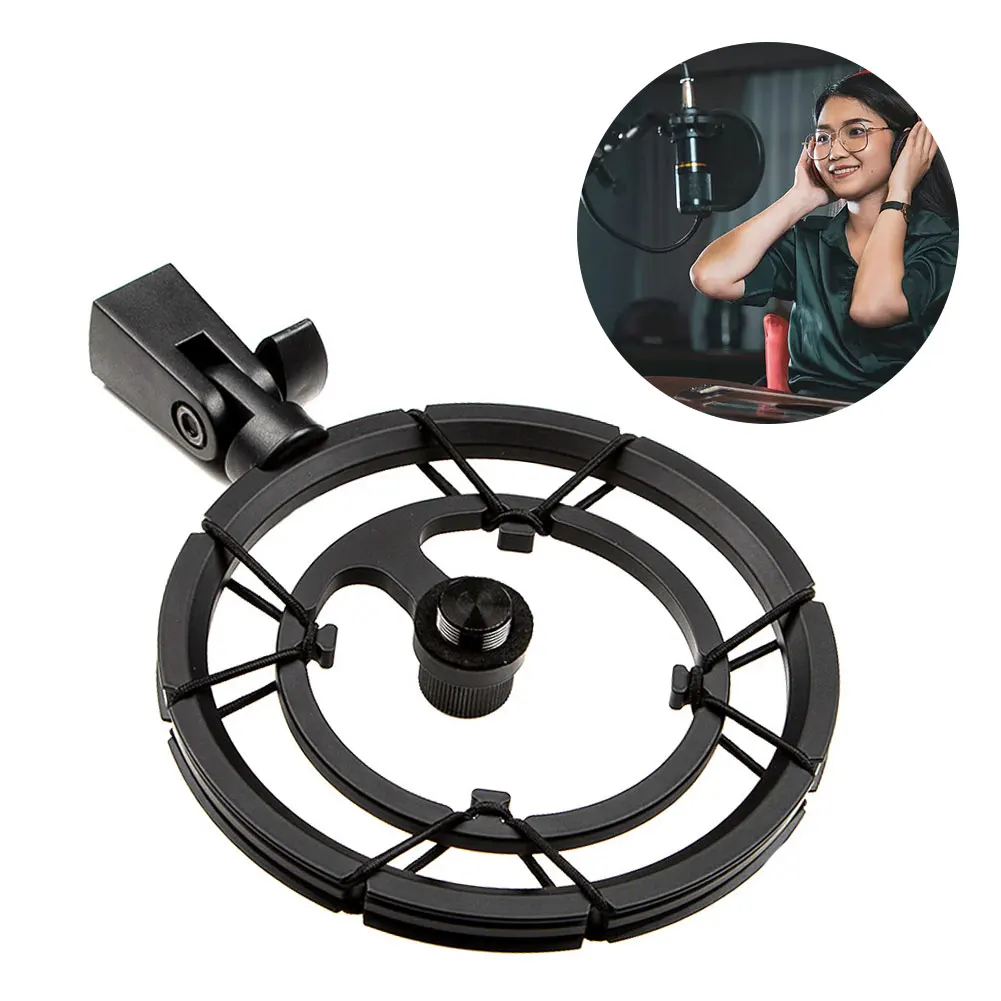 สตูดิโอบันทึกเสียงไมโครโฟน Shock Mount สถานีวิทยุสดสตรีมมิ่ง Anti Vibration Noise ซ่อนทนทาน Universal