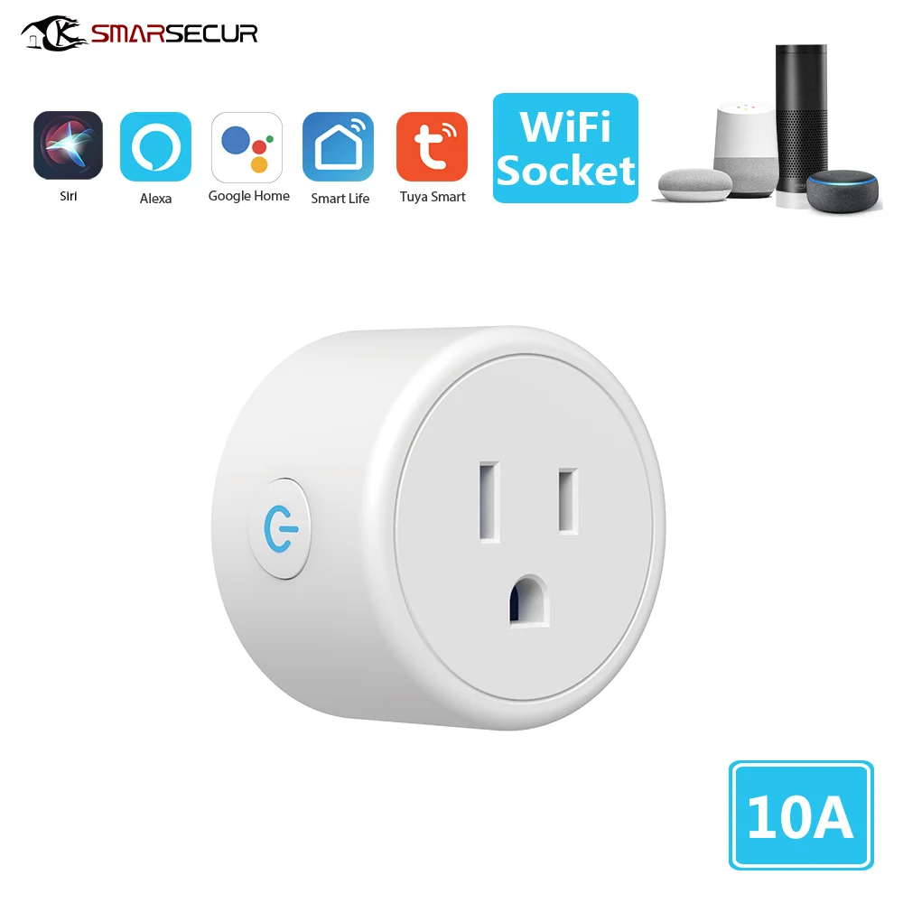Tuya APP Голосовое управление мини Wifi штепсельная вилка США 110-240 В Защита от перенапряжения умная домашняя розетка работает с Alexa Google Home не требуется концентратор