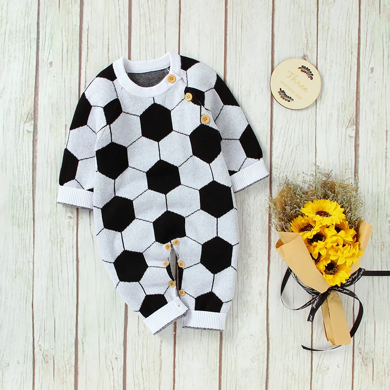 Baby Romper + Blanket Sets Cotton Knit Newborn Boys Jumpsuit Outfits Fashion Football Pattern Toddler Infant Clothing Suits 2PCS