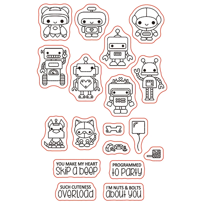 Transparent Clear stamp and cutting dies DIY robot Silicone Seals Scrapbooking / Card Making/Photo Album Decoration