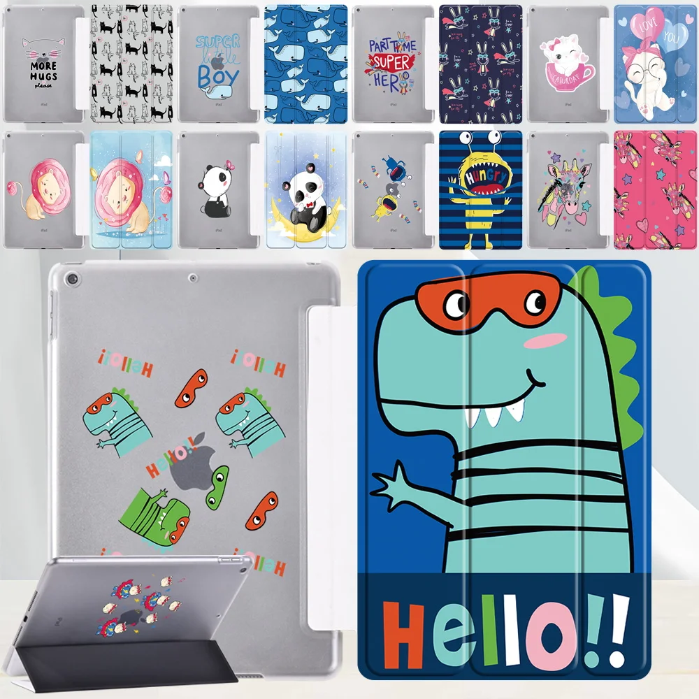 Three Fold Cover Case for Apple IPad Air 4 2020/pro 11/mini 1 2 3 4 5/air 3 Cartoon Smart Wake Up To Sleep Tablet Case + Stylus