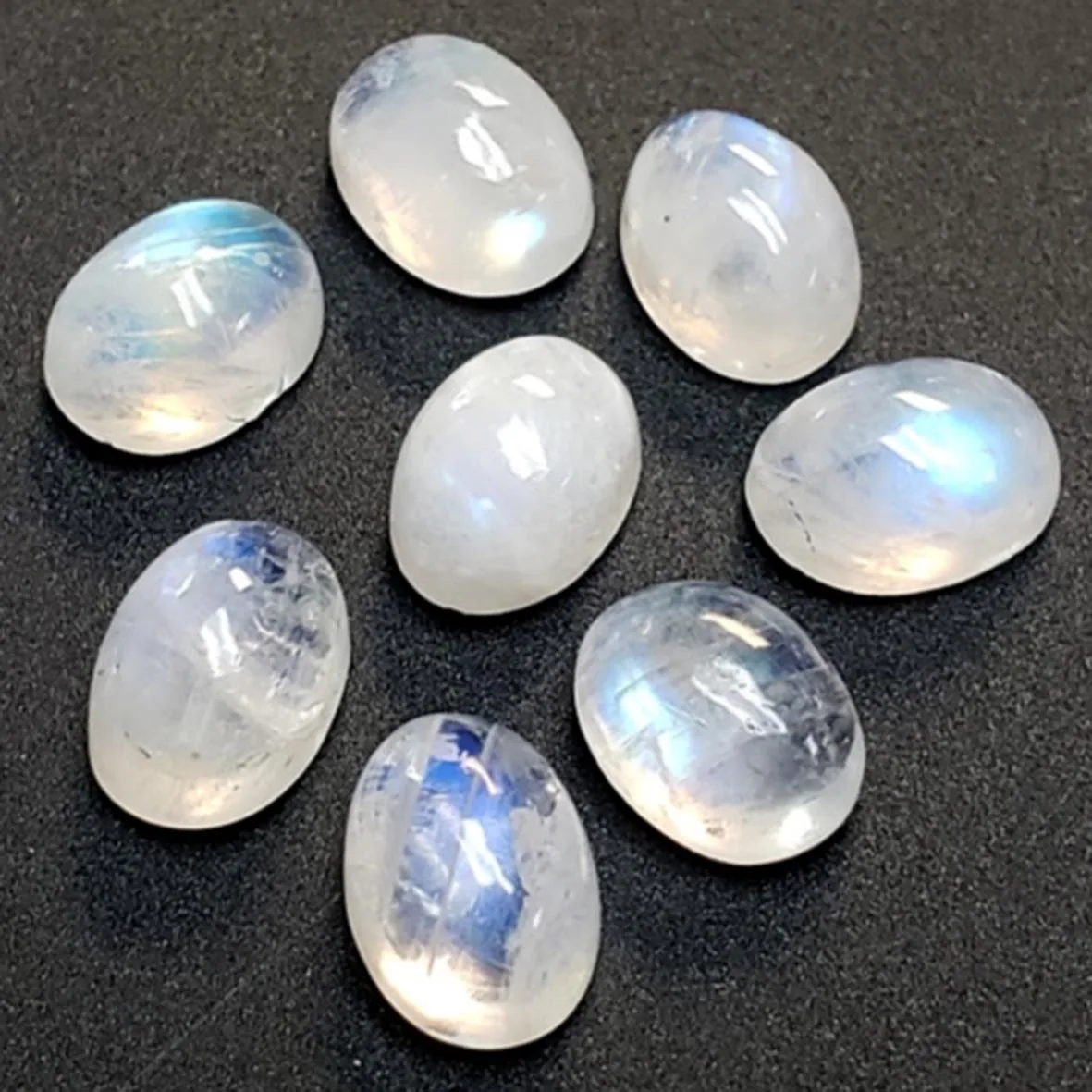 

Beautiful Semi-mount Precious 8X10 MM Oval Cut Cabochon Rainbow Moonstone