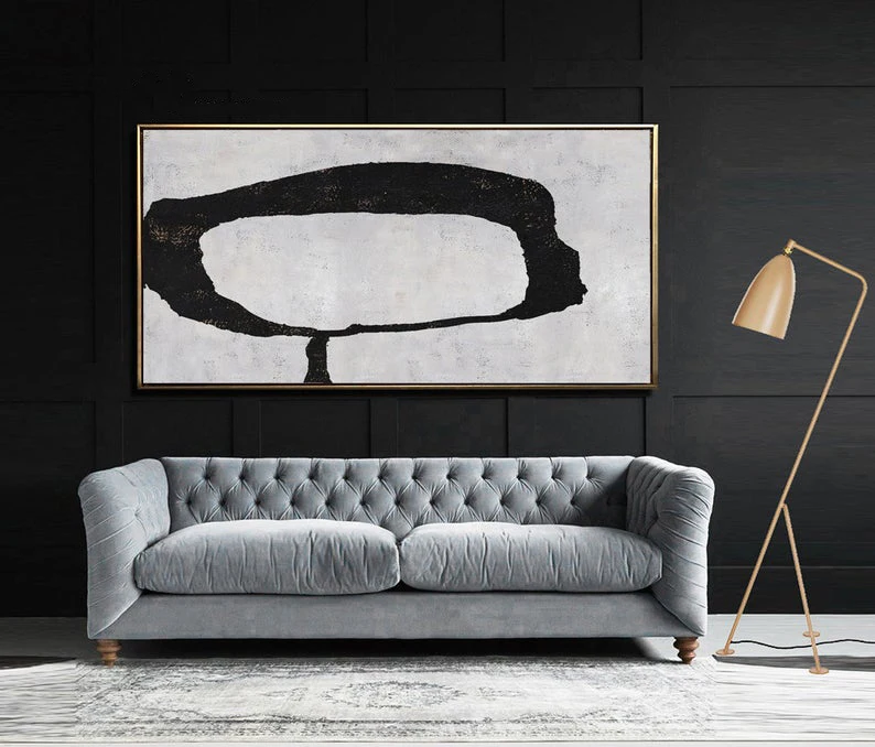 

Large Wall Art Contemporary Painting On Canvas Horizontal Contemporary Art Black Art White Canvas Art Home Decor Wall Art