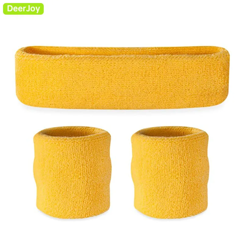 

DeerJoy Sweatbands Headband Wristband Set Terry Cloth Athletic Sweat Bands for Basketball Tennis Working Out Gym Yoga Sweat Out