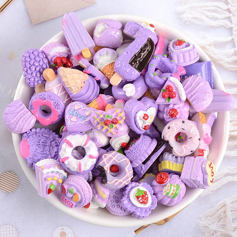 10pcs Diy Resin Charms Slime Supplies Additions Decor For Slimes All Filler Cute Cake Fruits Candy Phone Case Accessories Kits