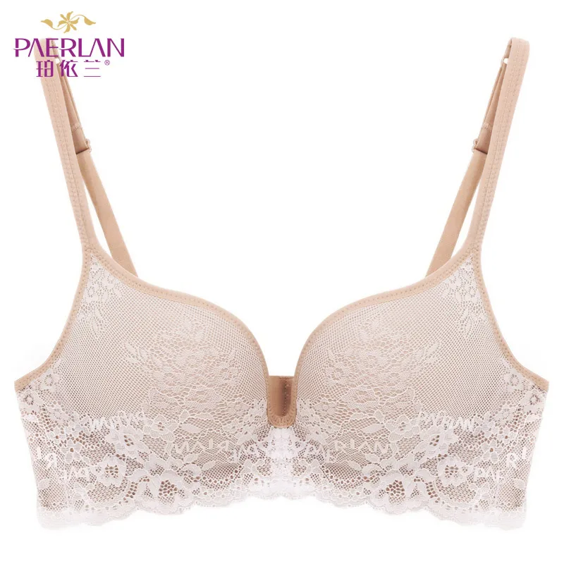 PAERLAN Seamless Wire Free lace bra small breasts Push Up One - Piece sexy Back Closure Tow Hook - and - eye underwea Women Cup