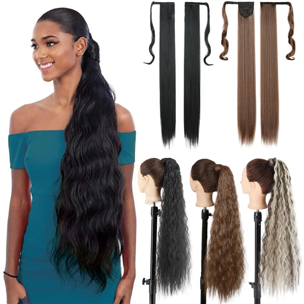 

AZQUEEN Synthetic Long Wavy Hairpiece With Ponytail Women's Daily Wear is Extra Long 85cm Pony Tail Hair