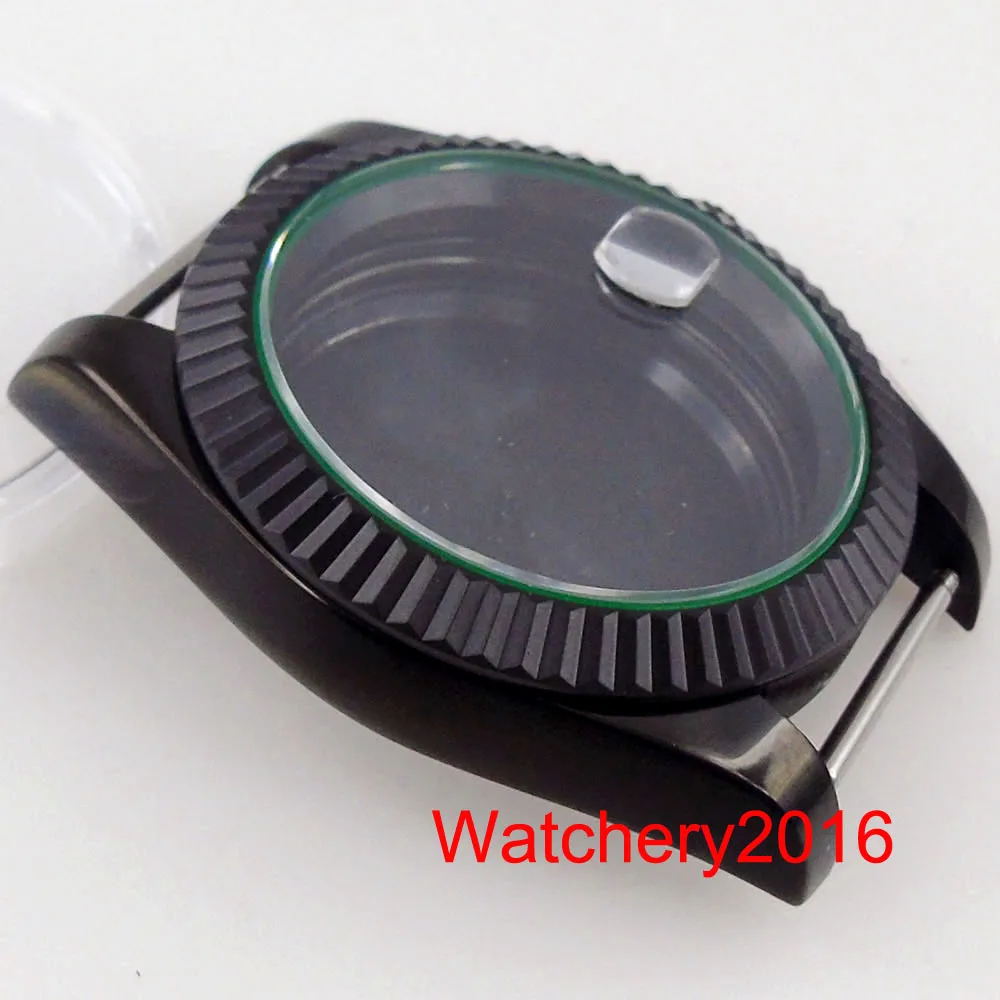 Imagem -04 - Pvd Preto 39 mm 36 mm Fix Fluted Moldura de Vidro Safira Assista Case Caber Nh35 Nh36 Nh34 Miyota 8215 dg 2813 Eta 2836 Movimento