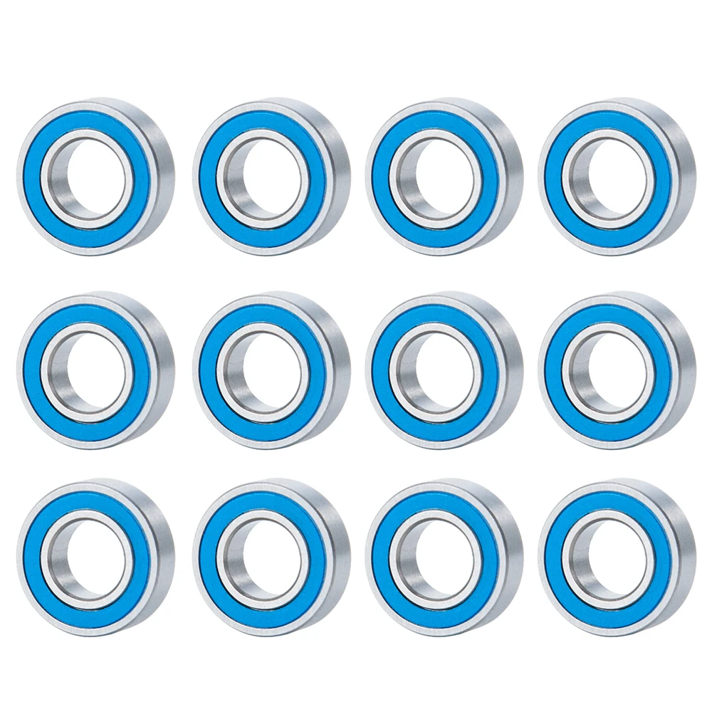 TRINOOD 12PCS Rubber Seal Bearing Kit for 1/14 Tamiya Frog, Super Blackfoot, & Stadium Blitzer Blue Ball Bearing Parts