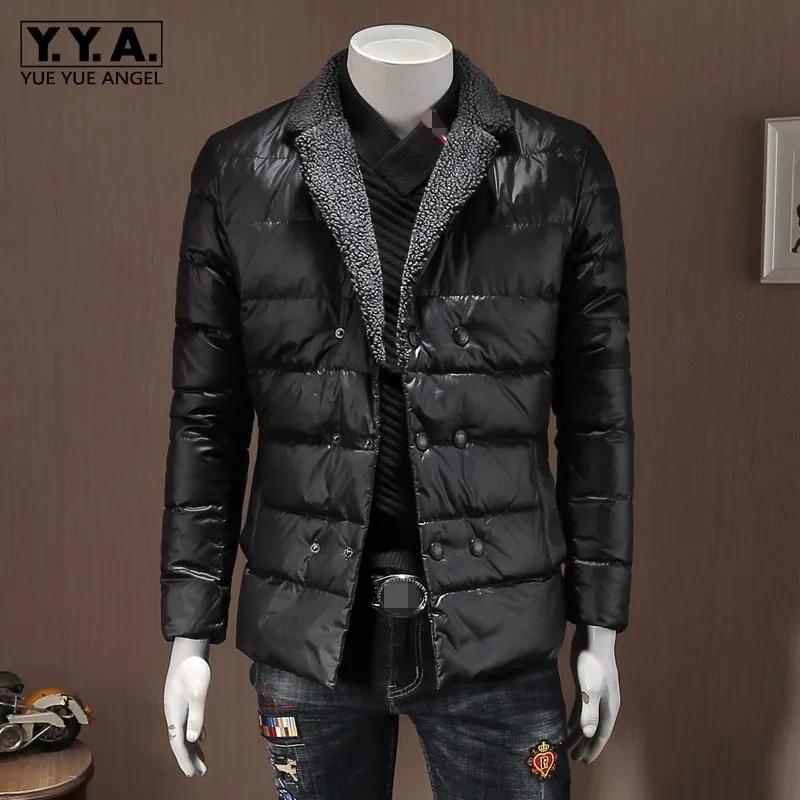 Winter Business Casual Down Coat Men Brand Buttons White Duck Down Suit Jacket Oversize 4XL Streetwear Black Warm Outwear Male