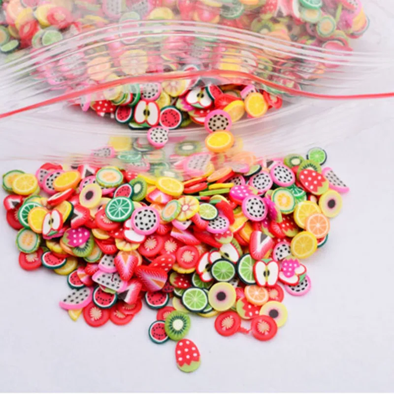 

10000pcs/pack 3D Nail Art Fruit Slices Polymer Clay DIY Slice Decoration Smile Feather Sticker Jewelry Wholesale