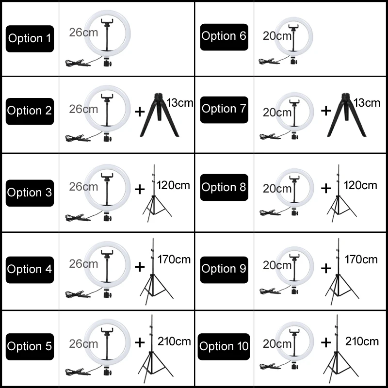 Selfie Ring Light Tripod Photography Stand For Youtube Mobile Phone Smartphone Camera Live Video Streaming Ring Lamp Holder