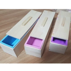 Flexible Soap Silicone Mold Loaf with Wooden Lid DIY Tool for Soap Making