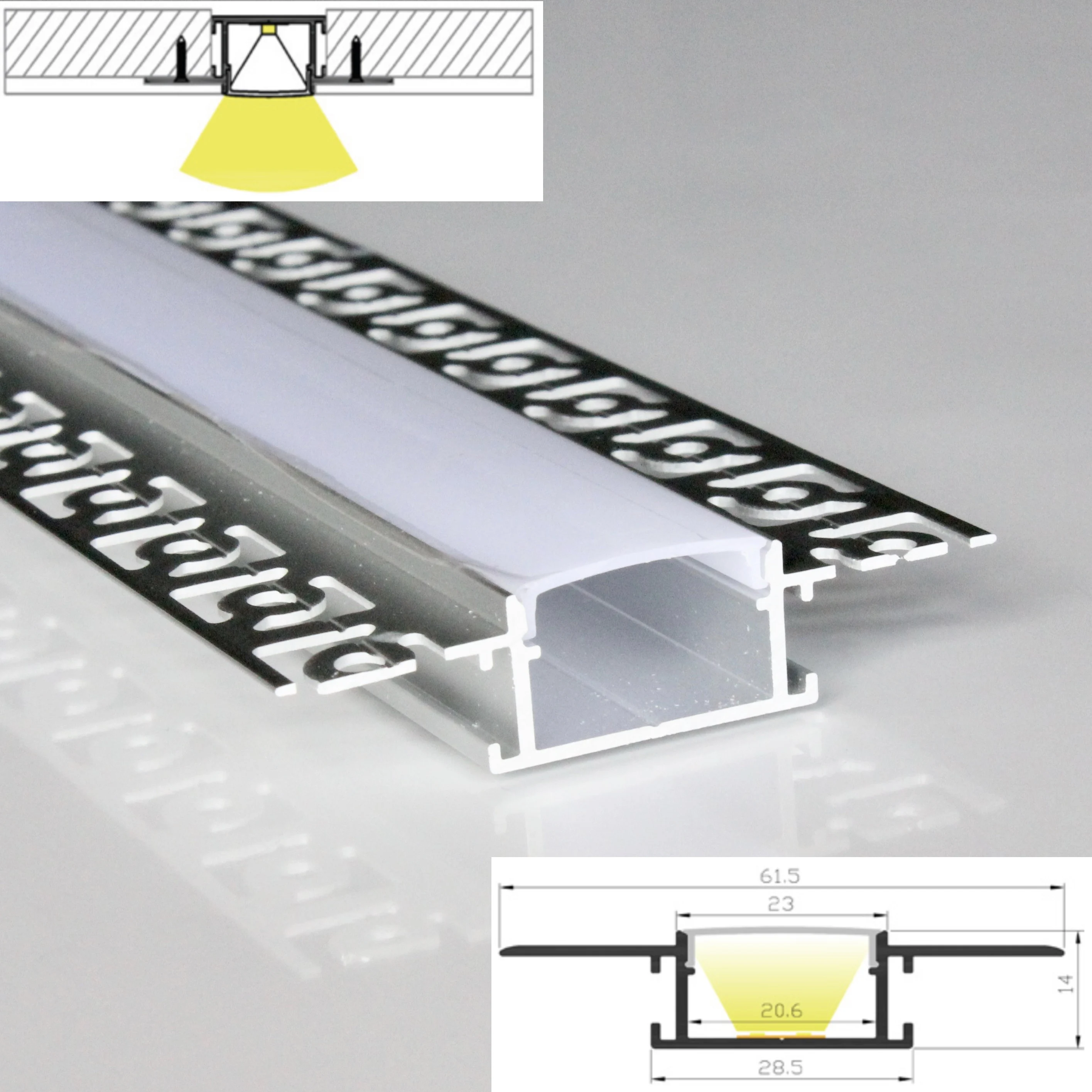 8m(8pcs) a lot, 1m per piece, Trimless Recessed Drywall use architectural gypsum plaster