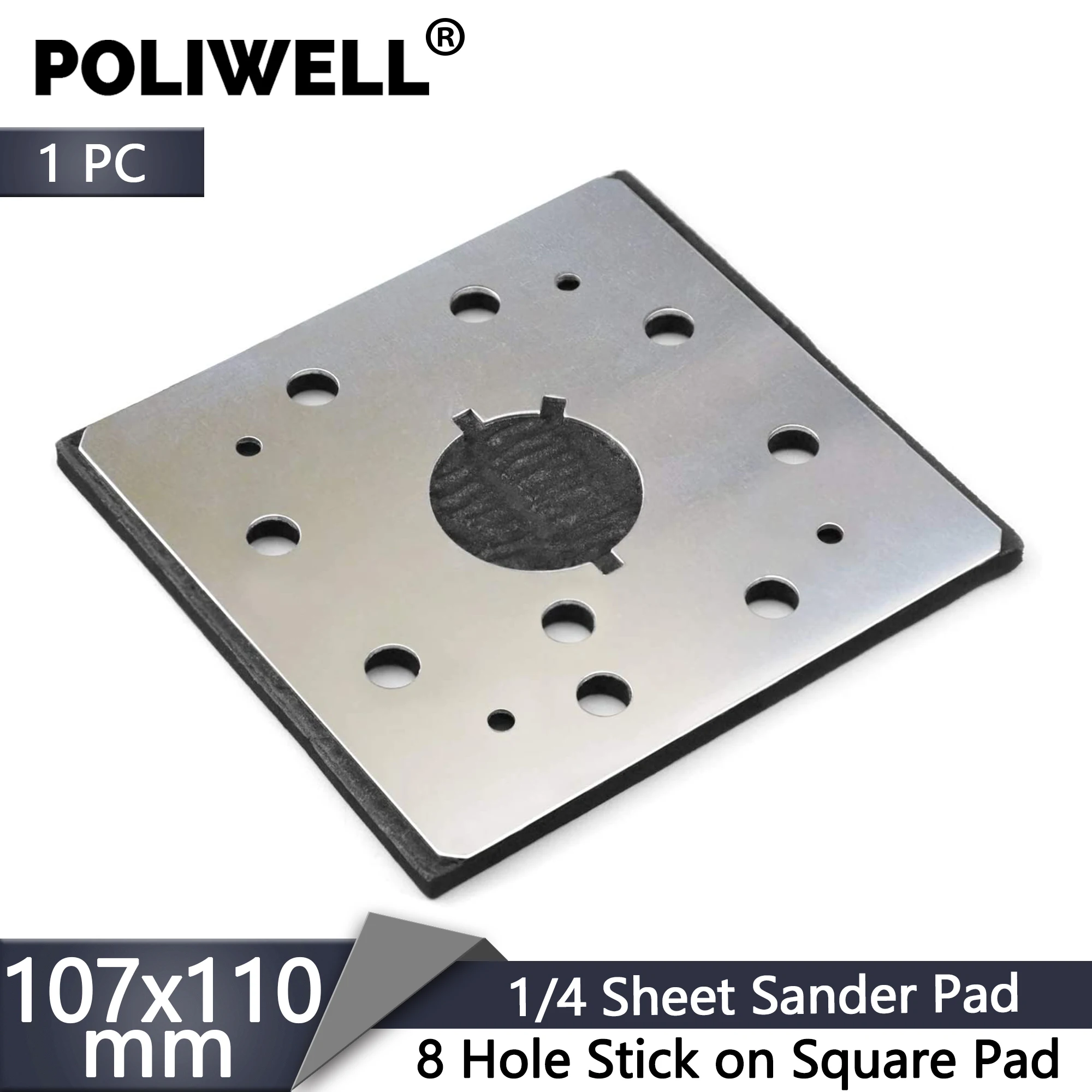 

1/4 Sheet 8 Hole Stick on Square Sanding Pad Superior Electric Pads & Abrasives SPD18 Backing Plate Power Tool Accessories