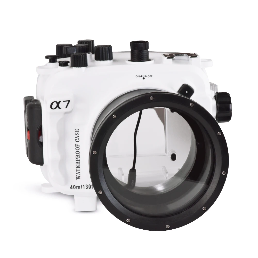 

40m/130ft For Sony A7 NG Series A7R A7S underwater camera housing diving box case cover with 28-70mm lens (Standard port) White