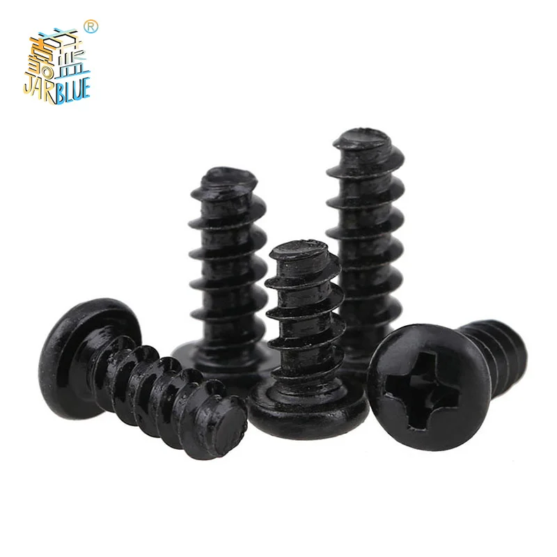 100Pcs M1.4 M1.7 M2 M3 PB Pan Head Black Electronic Micro Screws Phillips Self-tapping Phone Computer Screw