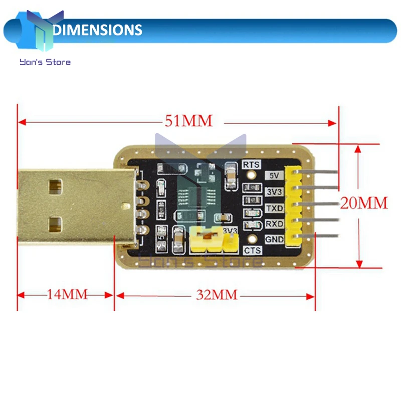 Mini CH340 RS232 Module Chuyển Đổi USB To TTL Cổng Nối Tiếp 3.3V/5V Có Đèn Báo Nguồn Cho Bộ-Hộp/Router Nâng Cấp Firmware