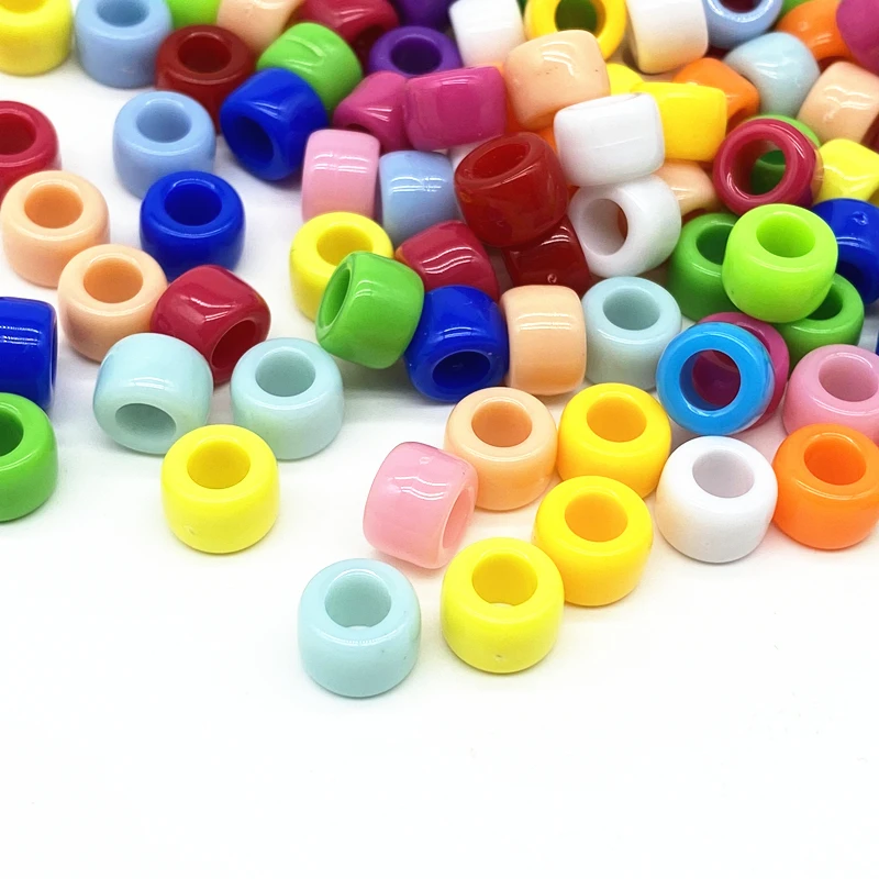 50pcs 8mm Big Hole Beads Bucket  Acrylic Loose Bead for Jewelry Making Bracelet Necklace DIY