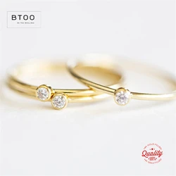 14K Gold Filled 2mm White AAA Zircon Stacking Ring Boho Gold Jewelry Minimalist Knuckle Ring Anillos Mujer Gold Rings for Women