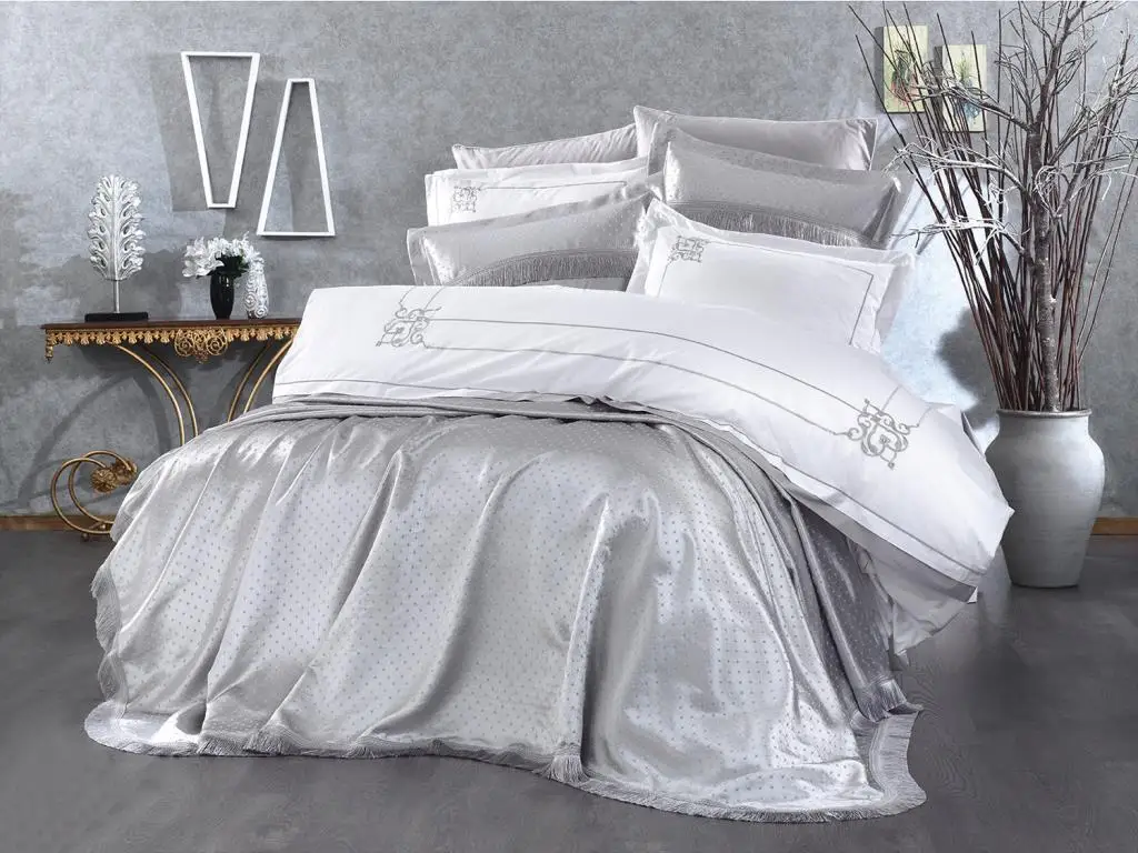 Demre Double Personality Nevresimli Bed Cover Gray