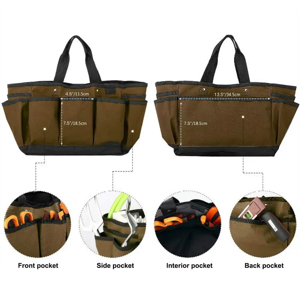 Garden Tool Bag Oxford Fabric Garden Bucket Bag For Gardening Tool Kit Portable Multi-Pocket Tools Organizer Storage Bag