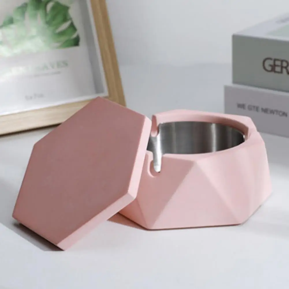 Windproof Ashtray Ash Tray Exquisite Cement Creative Hexagon Soot Holder Living Room Bedroom Smokeless Ashtray Holder