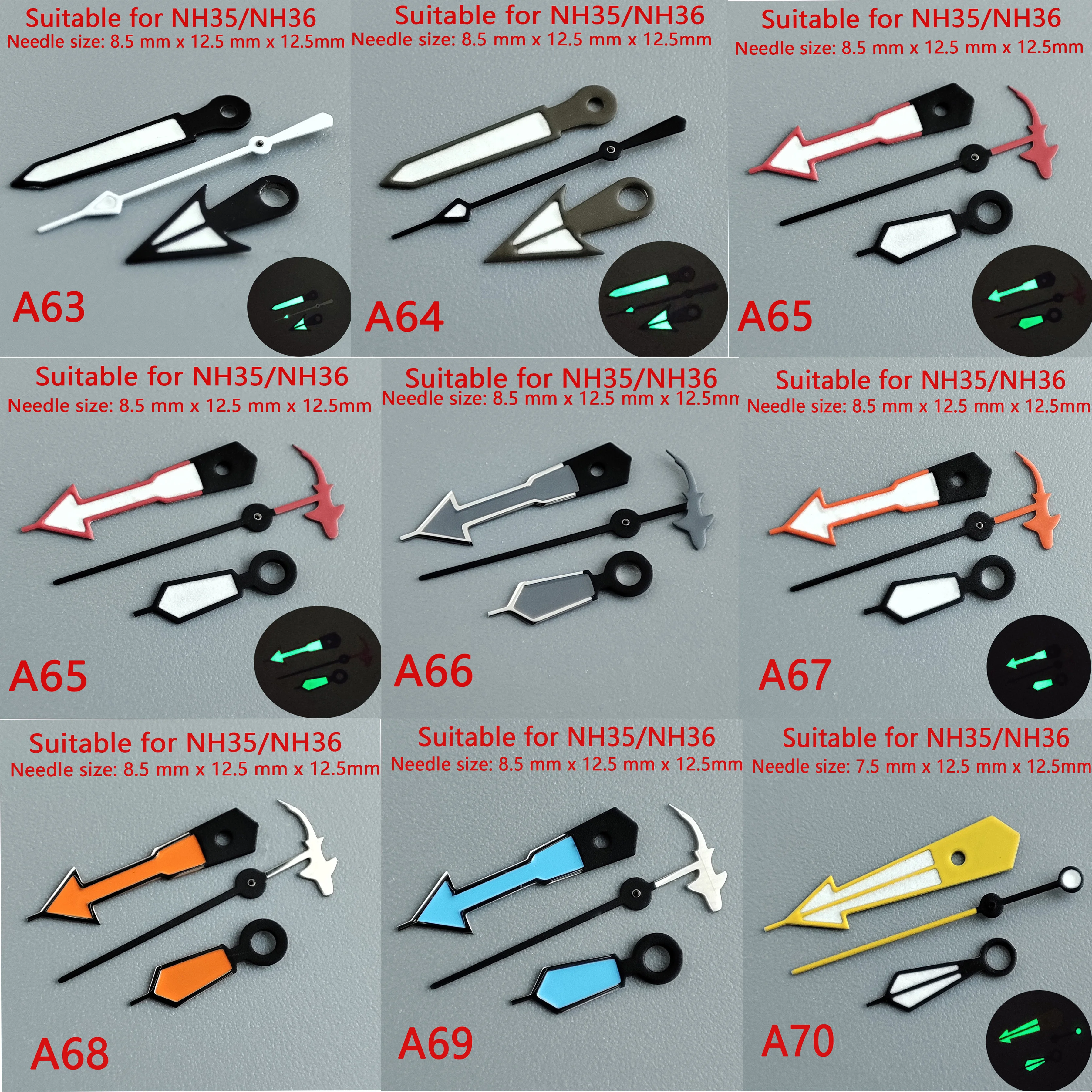 Аксессуары для часов, указка для часов NH35, стрелка для стрельбы, Супер Светящиеся стрелки для часов зеленого цвета, подходит для NH35, NH36 механизм A1 ~ A83
