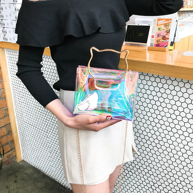 2021 borse trasparenti Laser da donna moda PVC borsa da spiaggia impermeabile borsa a tracolla in gelatina stile coreano