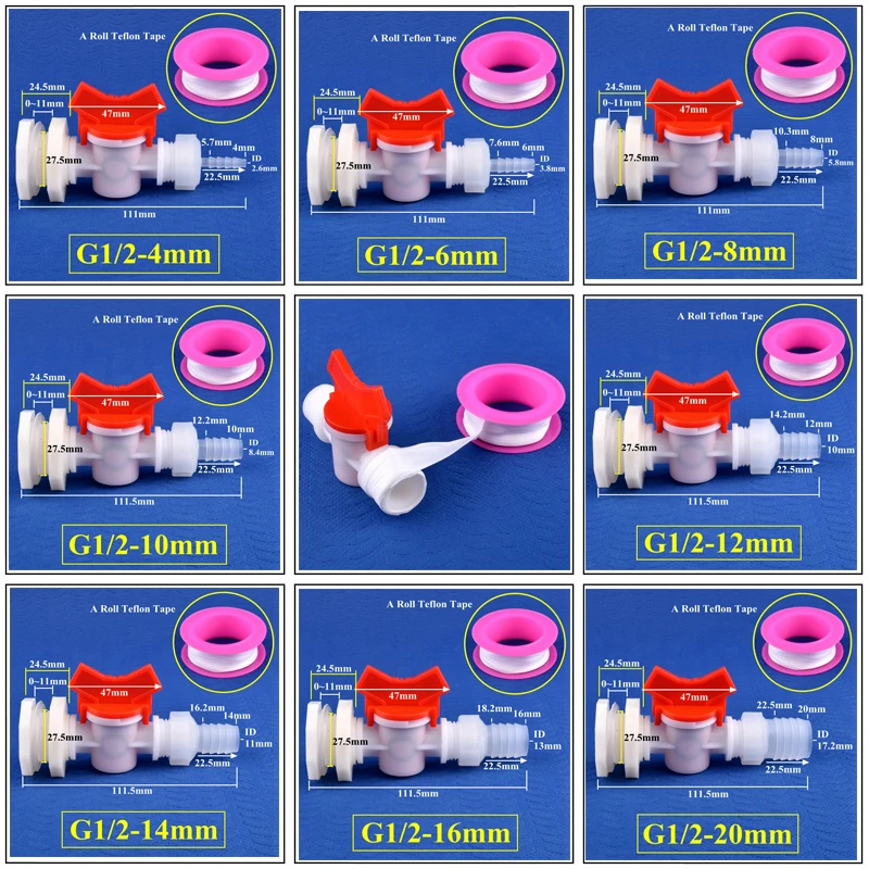 1 ~ 20 zestawów G1/2 do 4 ~ 20mm ABS zbiornik wody zawór zestaw łączników zbiornik akwarium złącze PP bezpośredni nawadnianie ogrodu basen z wodą