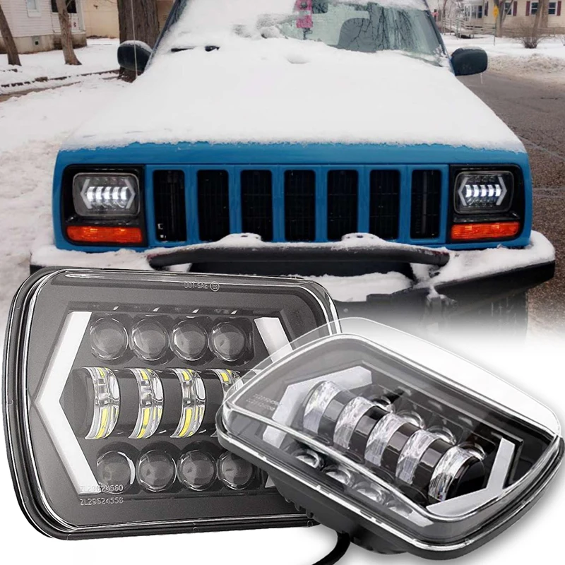 

5X7 7X6 inch Rectangular Sealed Beam LED Headlight With DRL for Jeep Wrangler YJ Cherokee XJ H6014 H6052 H6054 LED