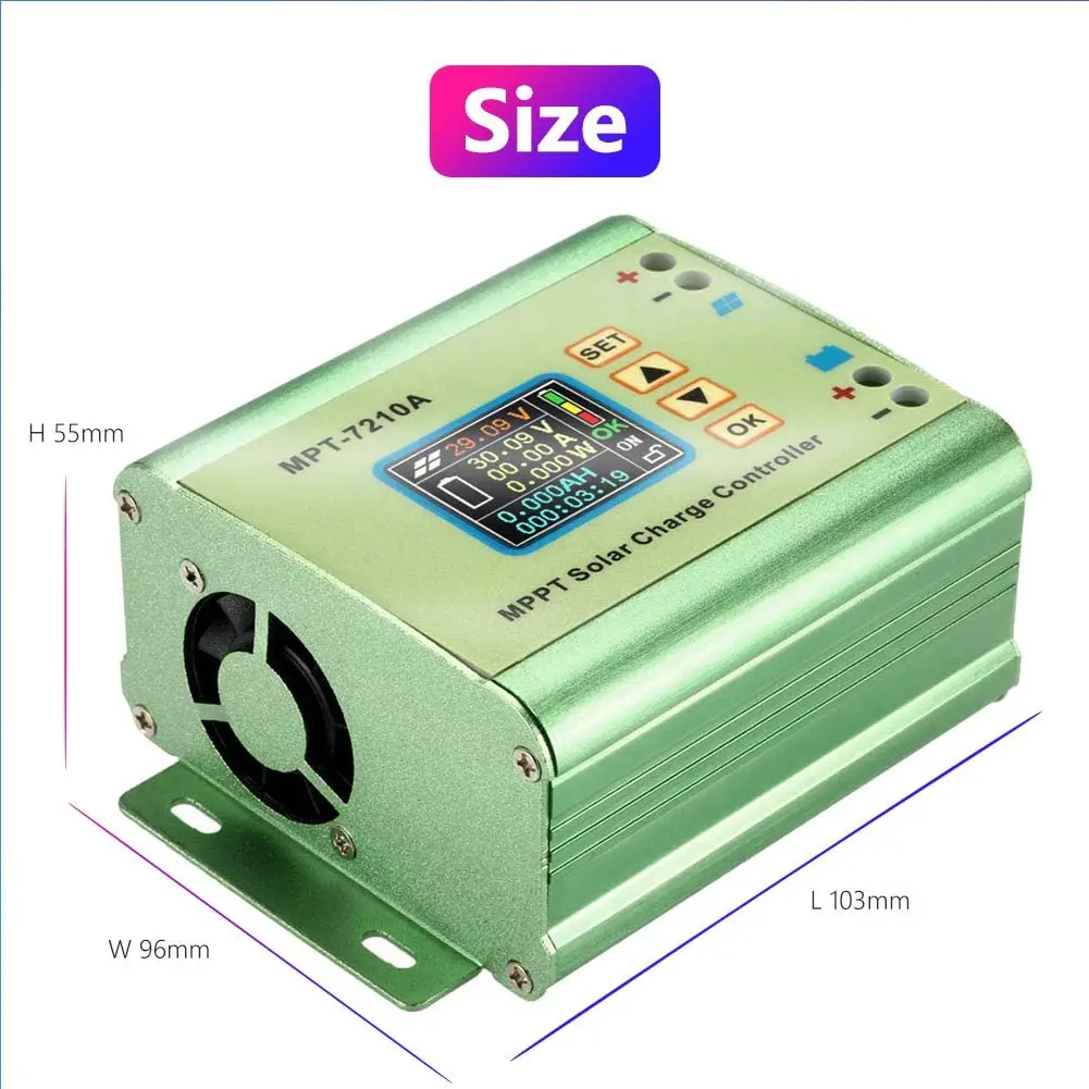 Imagem -06 - Mppt-controlador de Carga Solar Impulsionador de Bateria de Lítio 010a Lcd para Bateria de 24 36 48v 60v 72v