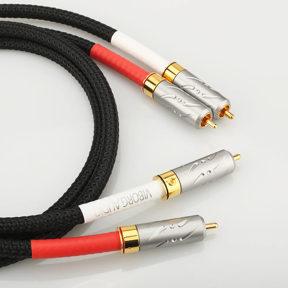 คู่ Hi-End Viborg 09G-801 4N หลาย Oxygen Bar ทองแดงบริสุทธิ์ Interconect สายเดียวลวดทองแดงบริสุทธิ์ RCA Plug
