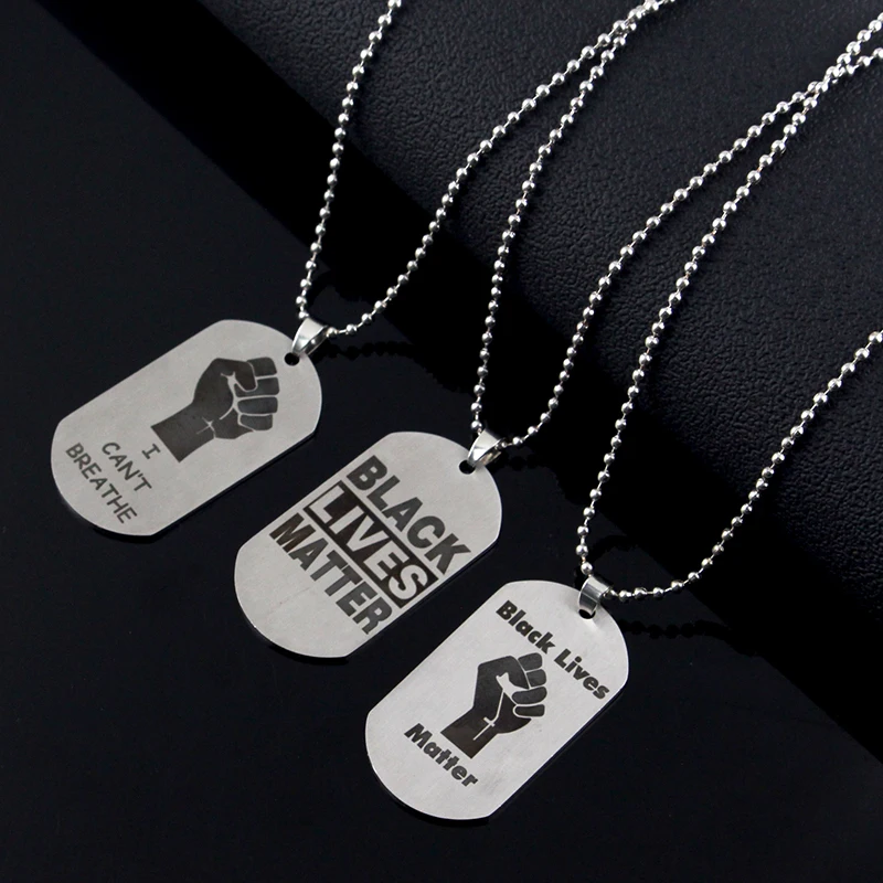 USA Black Resist Fist I Can't Breathe Pendant Necklace Zinc alloy George Floyd Black Lives Matter Necklaces Jewelry