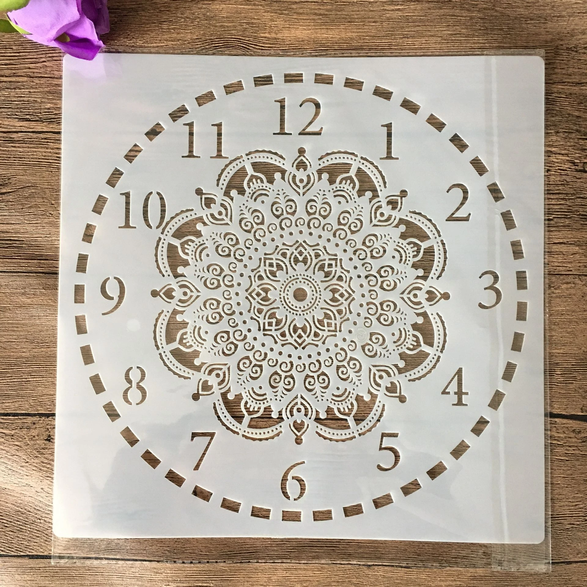 30*30cm zegar Mandala DIY szablony malowanie ścian kolorowanka wytłaczania albumu papieru dekoracyjnego szablon kartek, ściany