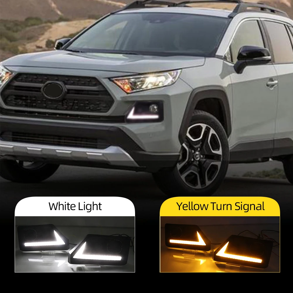 

Автомобильный светодиодный DRL дневного света для Toyota RAV4 Adventure 2019 2020 2021 2022, дневные ходовые огни, противотуманные фары с указателем поворота