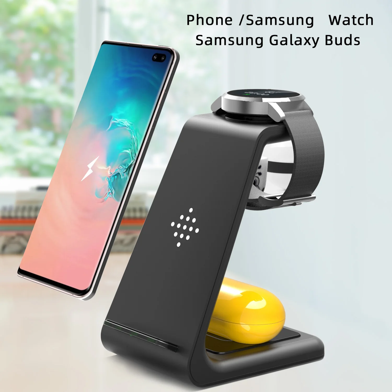 

3 In 1 QI Wireless Charger For Samsung S10 Plus 10W Fast Charger Wireless Dock Holder Yandex Station Watch Galaxy Buds