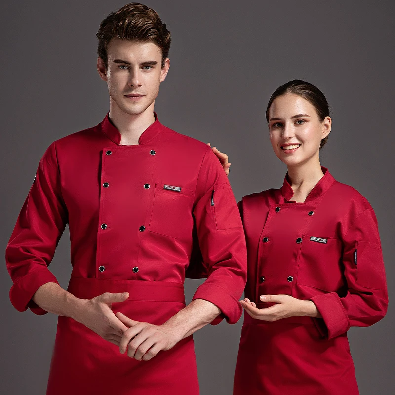 Food Service Long Sleeve Chef Jacket Professional Head Chef Uniform Restaurant Hotel Kitchen balck wihte Chef Uniform Chef Coat