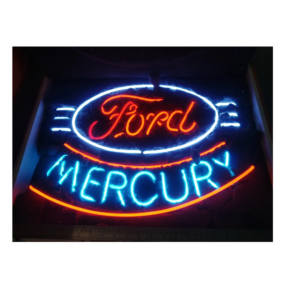 

Promotion FORDD MERCURY Neon Light Sign Custom Handmade Real Glass Tube Car Store Company Garage Display Lamp Wall Decor 24"X20"