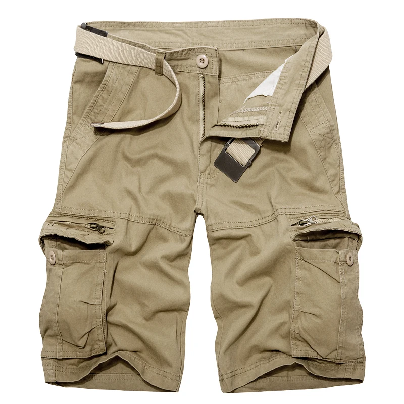 Calções militares para homens, algodão verde do exército, calças de bermuda casual de bolso múltiplo, verão, 40