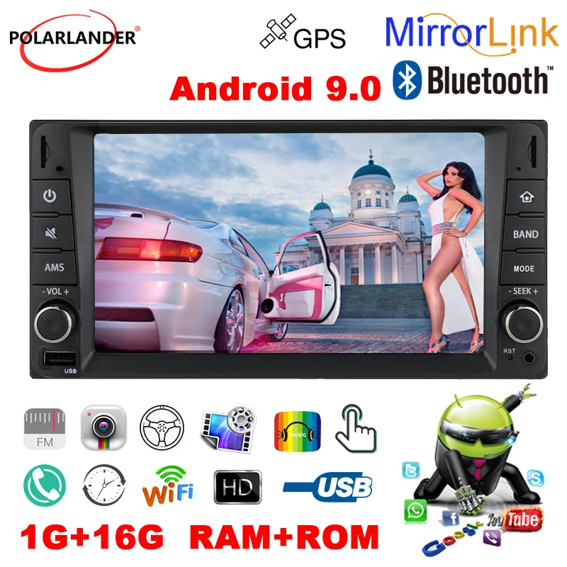 

2 DIN 7 Inch IOS Android 9.0 Wifi Car Radio USB Touch Screen Mp5 Recorder GPS FM Bluetooth 4.0 Dual Mirror Link For Toyota