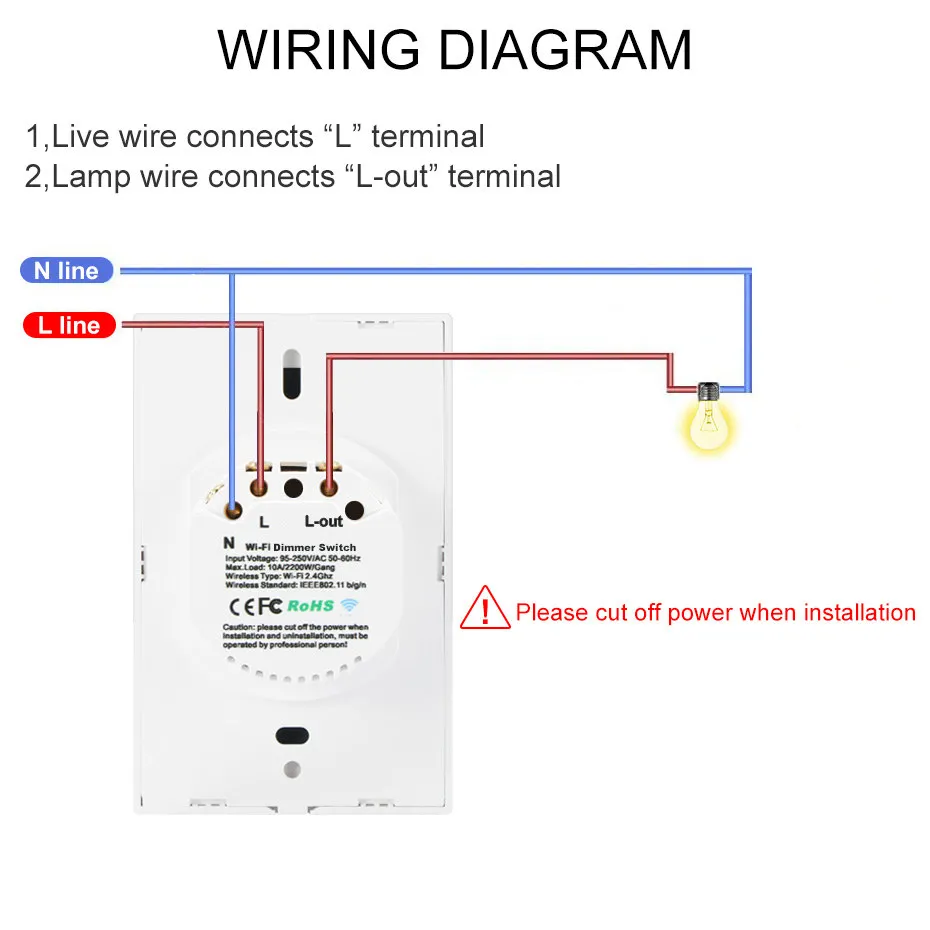 eWeLink WiFi Dimmer Switch Smart Light Touch Switch Dimming Compatible with Alexa Google Home Dimmable 110V 220V US EU Standard