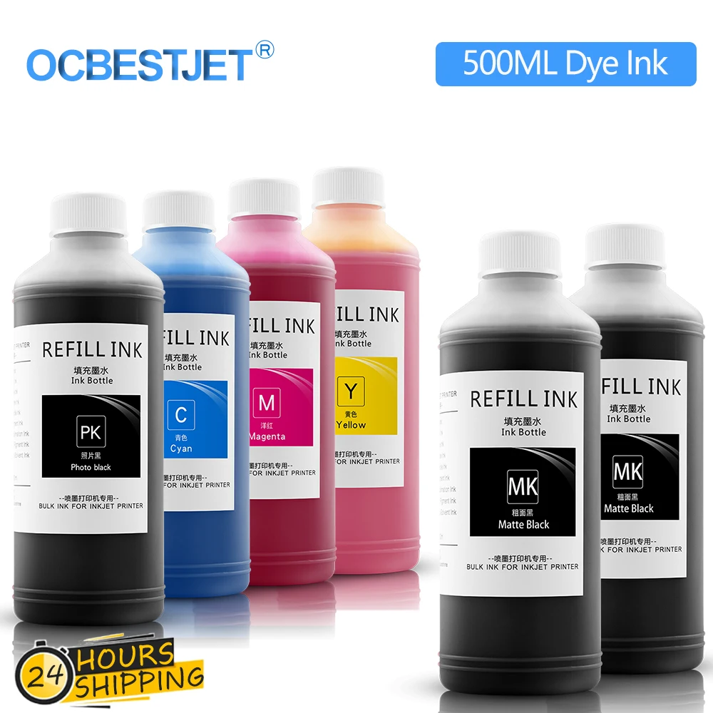 500ML*6 Dye Ink For Canon PFI 102 104 107 Refill For IPF 500 510 600 610 700 710 650 655 750 755 760 765 670 680 685 770 780 785